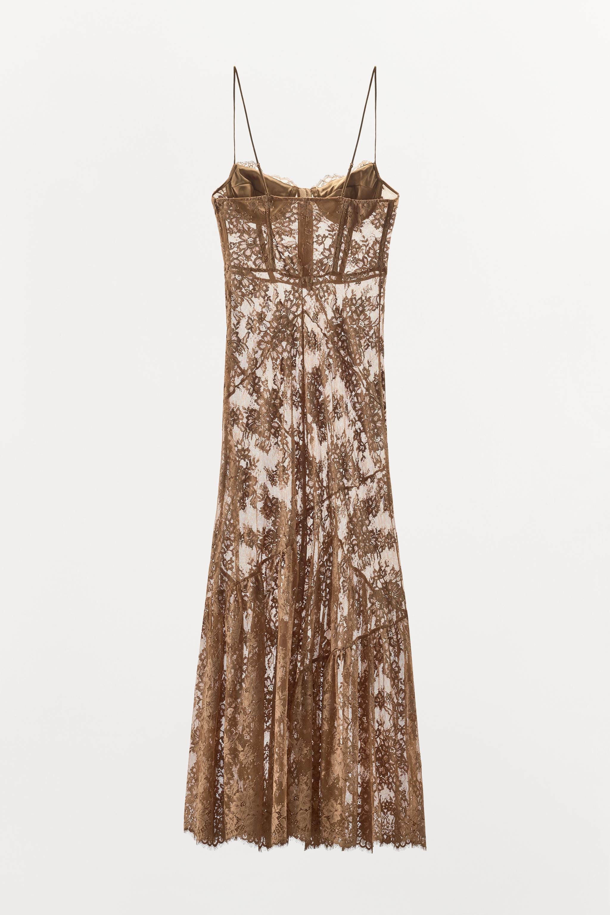 RING-DETAIL LACE STRAPPY DRESS